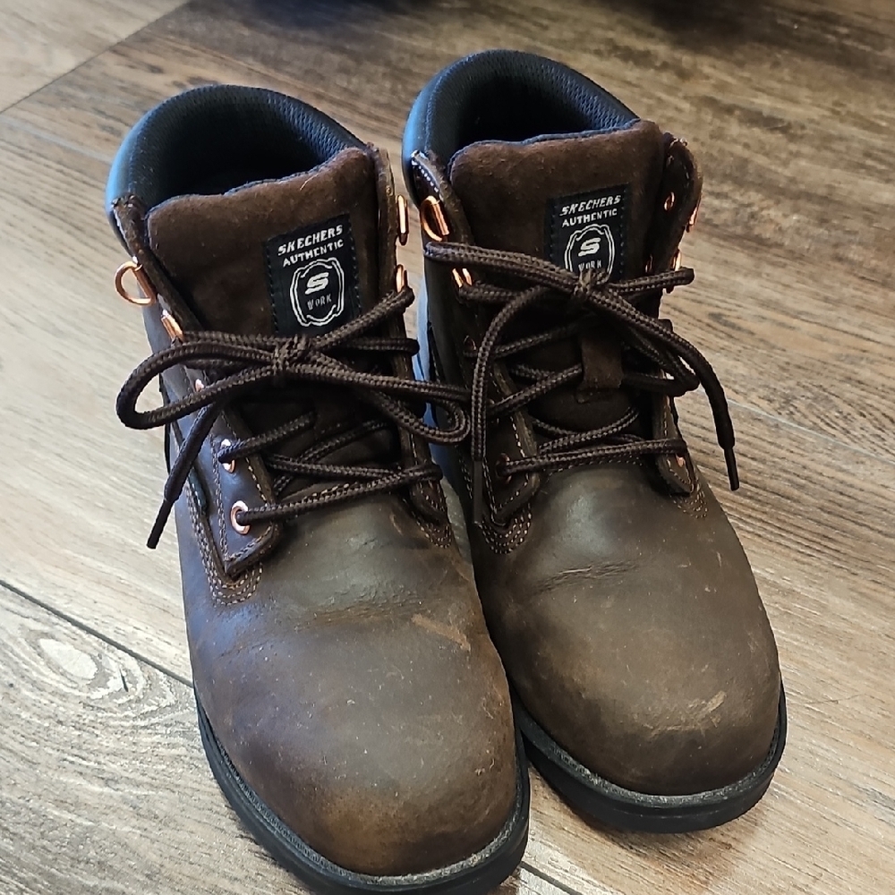 Skechers, Steel, Work, Utiliy, Leather Lace-Up, Boots, Outdoors, Men's, Kids